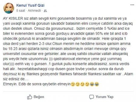 "Görüşəndə boşanmış uşaqlı qadınlarla görüşün" - 