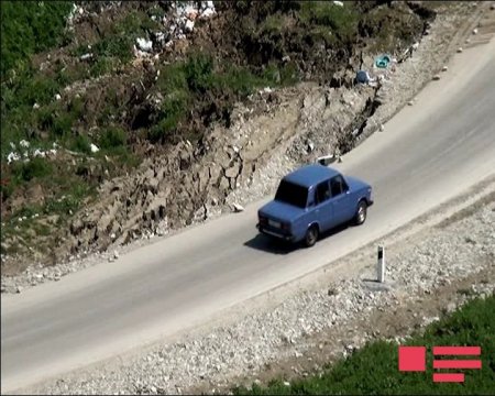 Şamaxıda yeni istifadəyə verilən 3 avtomobil yolu sürüşmə nəticəsində dağılıb