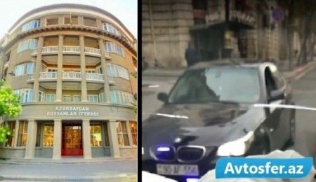 Rəssamlar İttifaqının maşını sayrışan işıqlar taxıb “protiv” gedir — 