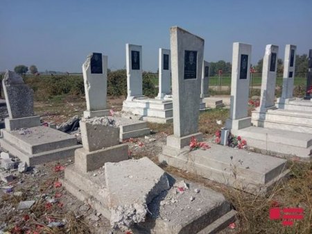 Ermənilərin atdığı top və raket mərmiləri Ağdam və Tərtərin kənd məzarlıqlarını dağıdıb - 