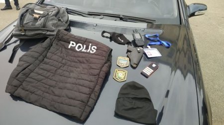 Lənkəranda “polis” saxlanıldı: Qara maska, oyuncaq tapança, saxta paqonlar - 