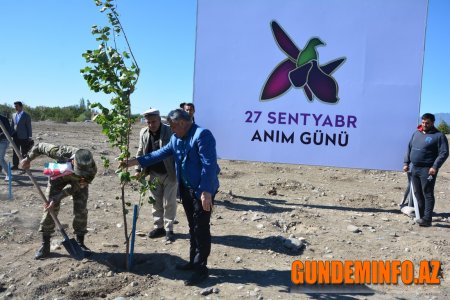 Tərtərdə 27 sentyabr Anım Günü şəhidlərin xatirəsinə ağacəkmə aksiyası keçirilib