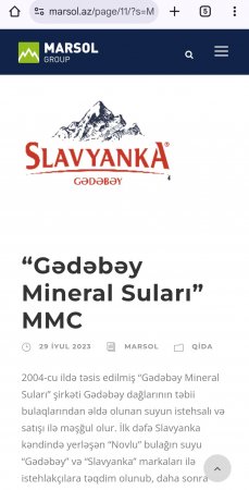 "Slavyanka" brendinin sahibi "Gədəbəy Mineral Suları"-nın 7.6 milyon vergi borcu üzə çıxdı 