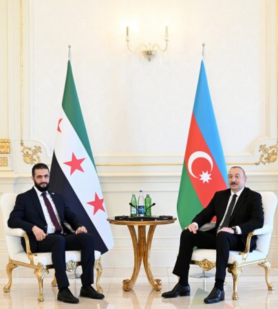 Prezident Əl Şaraa ilə görPrezident Əl Şaraa ilə görüşdü -  
