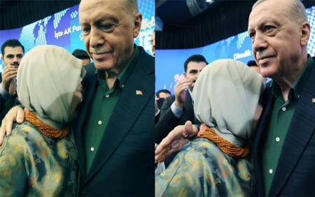 Xanımı Ərdoğanı qucaqlayıb ağladı -