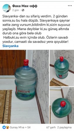 “Slavyanka” su brendindən NARAZILIQ – 
