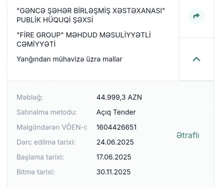 Gəncə Birləşmiş Xəstəxanasının 3,5 milyonluq TENDERİ... - 