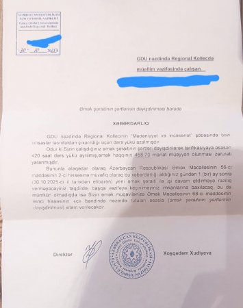 Gəncə Regional Kollecdə müəllimlərə təzyiq: Gəncə Regional Kollecdə müəllimlərə təzyiq: