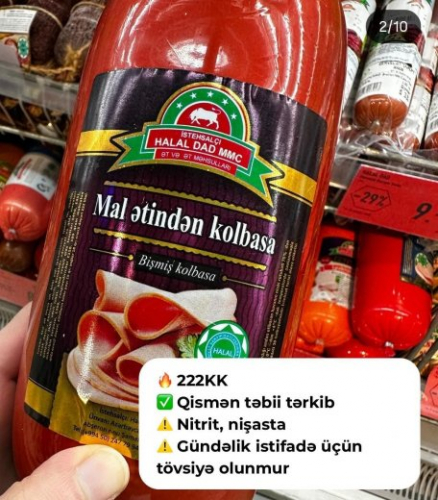 “Halal Dad”ın kolbasalarında zərərli qida əlavələri aşkarlandı –