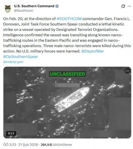 ABŞ Sakit Okeanda narkokuryerləri bombaladı 