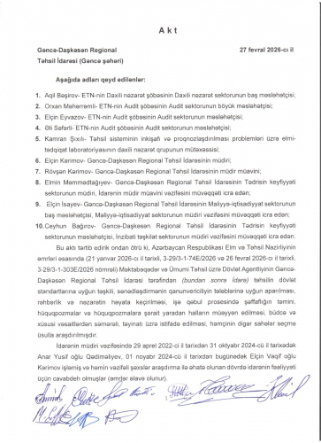 Gəncə-Daşkəsən Regional Təhsil İdarəsində şok yeyinti:  