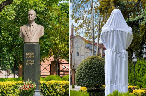 Tbilisidə Heydər Əliyevin büstünü zədələyən Ermənistan vətəndaşı saxlanılıb